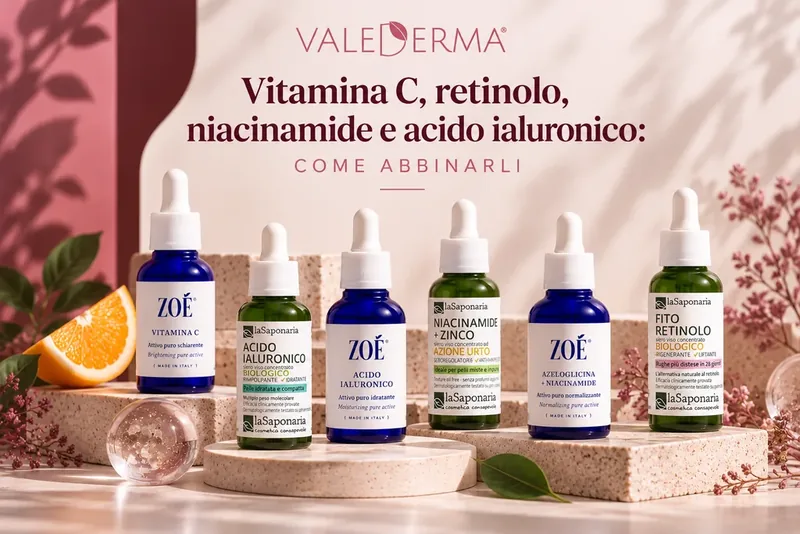 Vitamina C, retinolo, niacinamide e acido ialuronico: come abbinarli