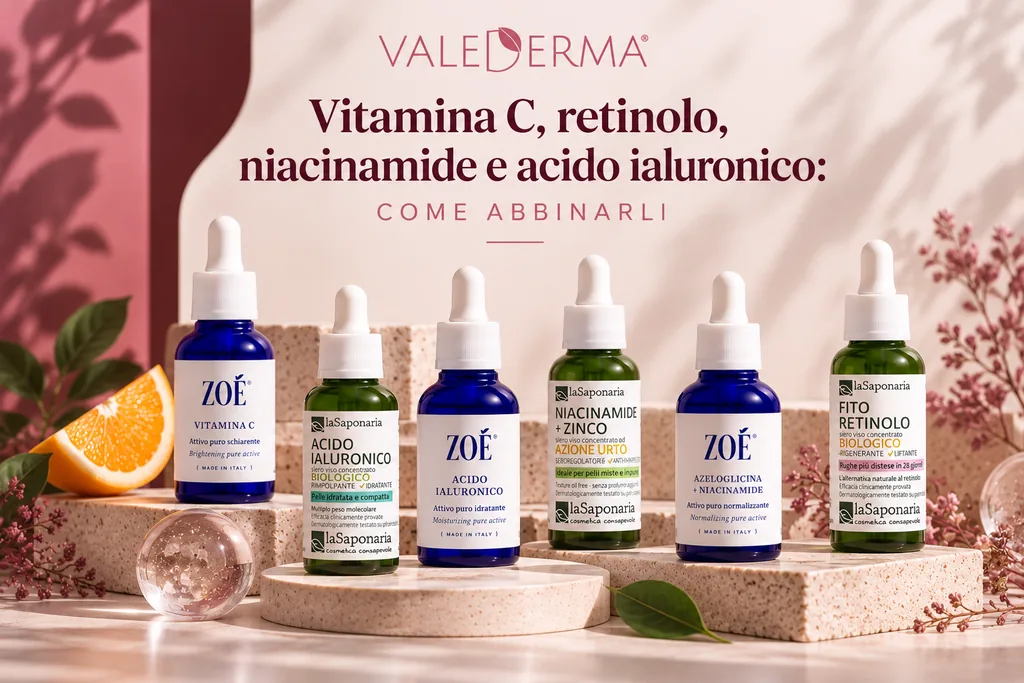 Vitamina C, retinolo, niacinamide e acido ialuronico: come abbinarli