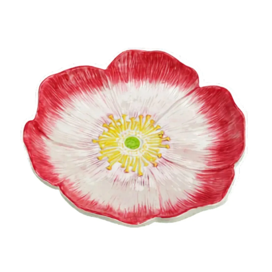Piatto fiore in ceramica bordeaux