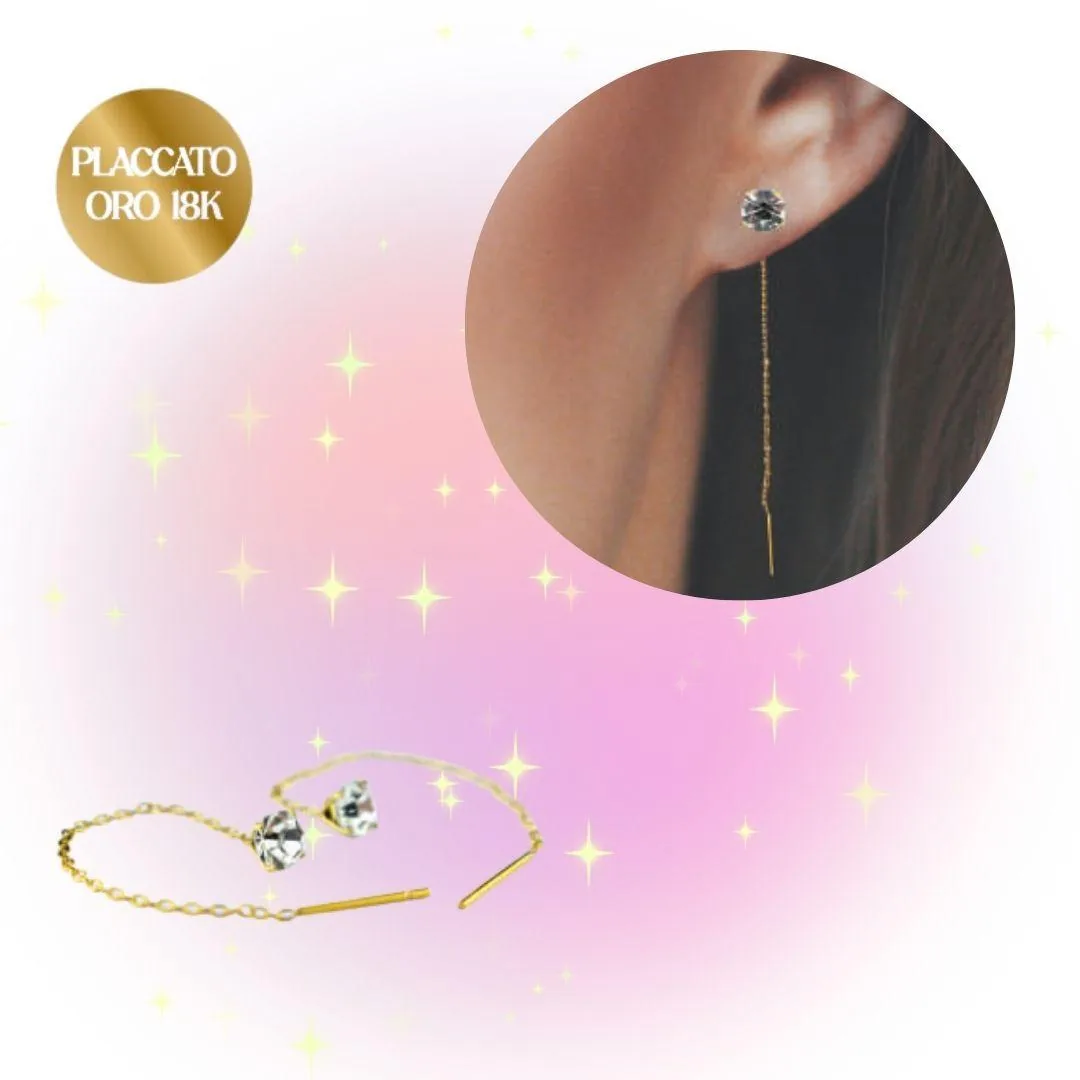 Orecchini Placcati Oro 18K Punto Luce Pendente 4