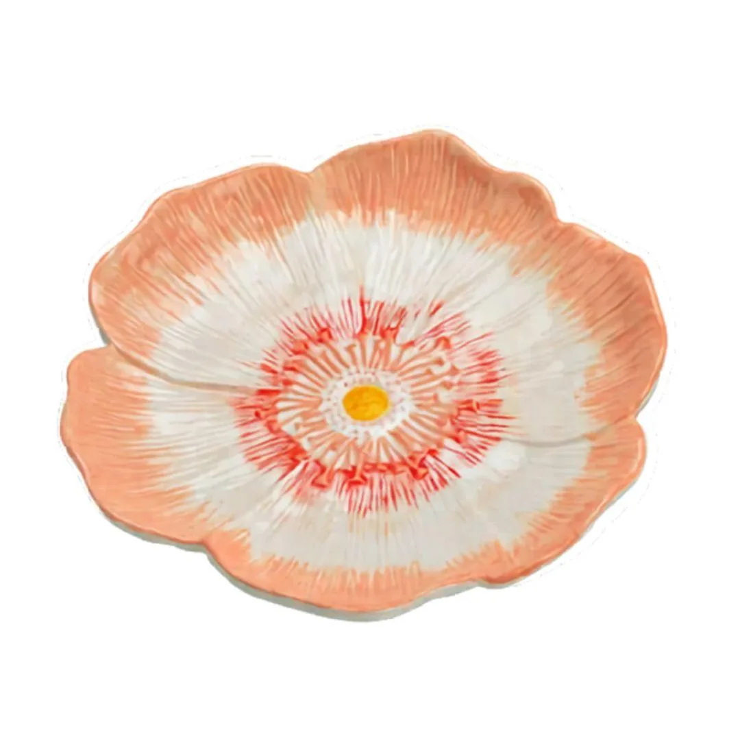 Piatto fiore in ceramica rosa