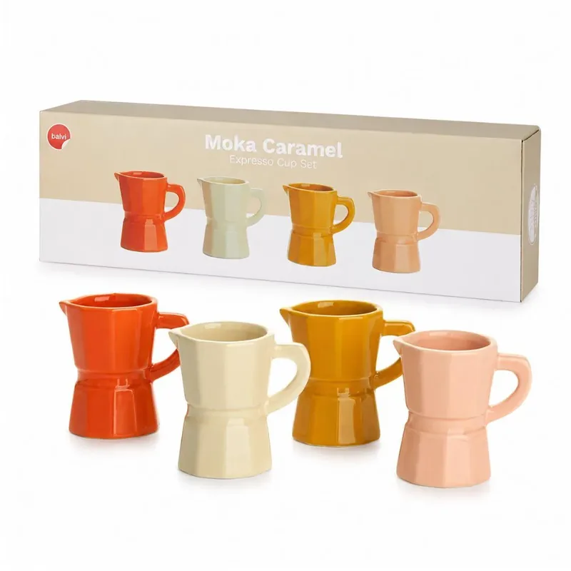 Set di 4 tazzine da espresso Moka colorate in ceramica