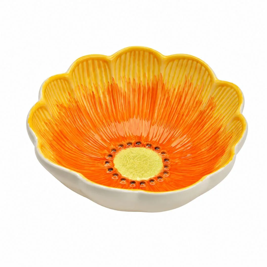 Ciotola fiore in ceramica giallo arancio
