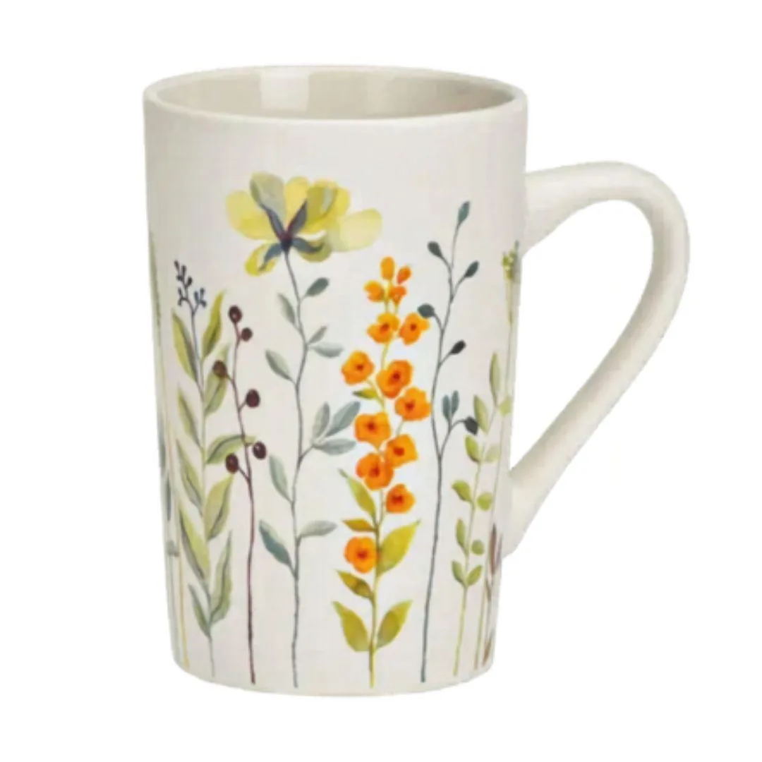 Tazza con fiori alta toni del verde