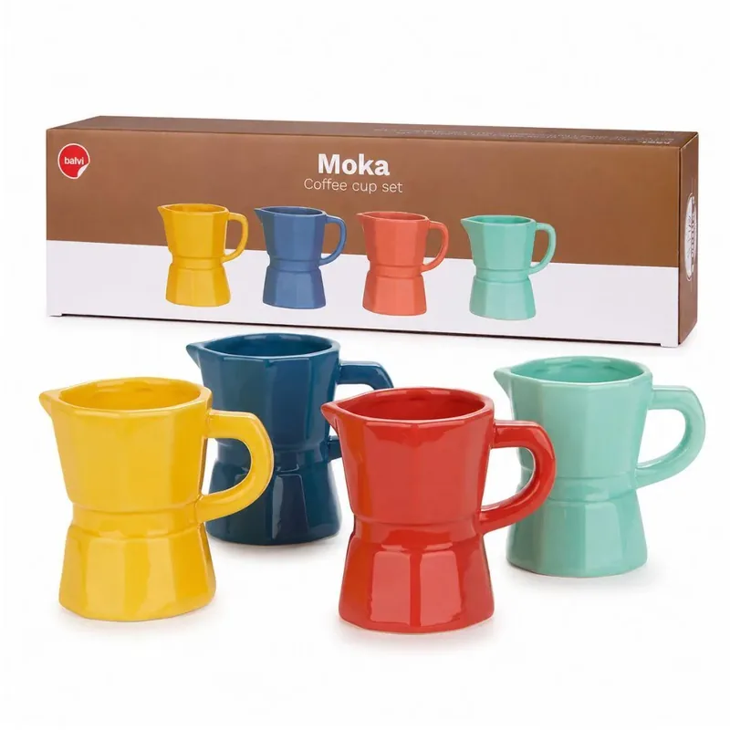 Set di 4 tazze da espresso Moka colorate in ceramica