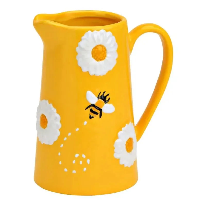 Caraffa decorativa gialla con api e fiori
