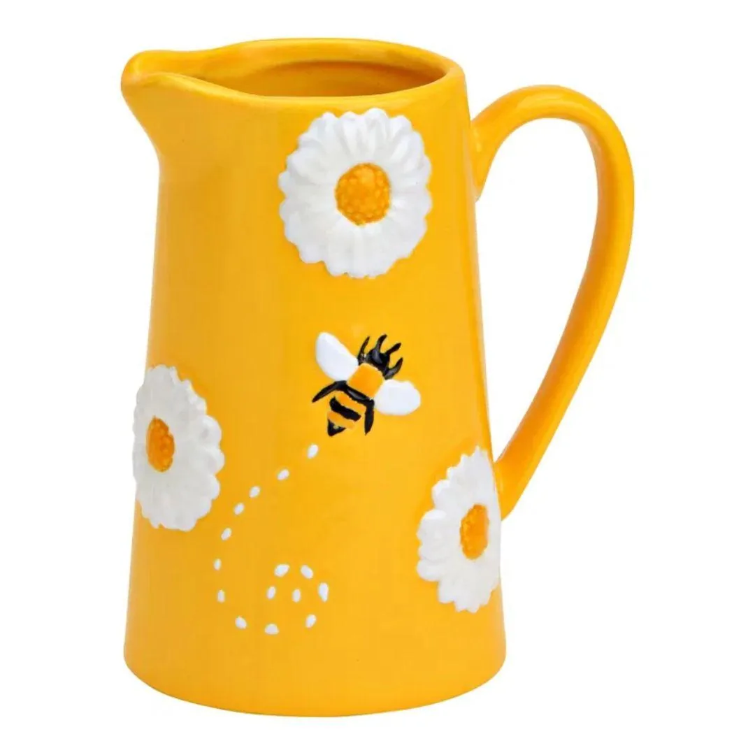 Caraffa decorativa gialla con api e fiori