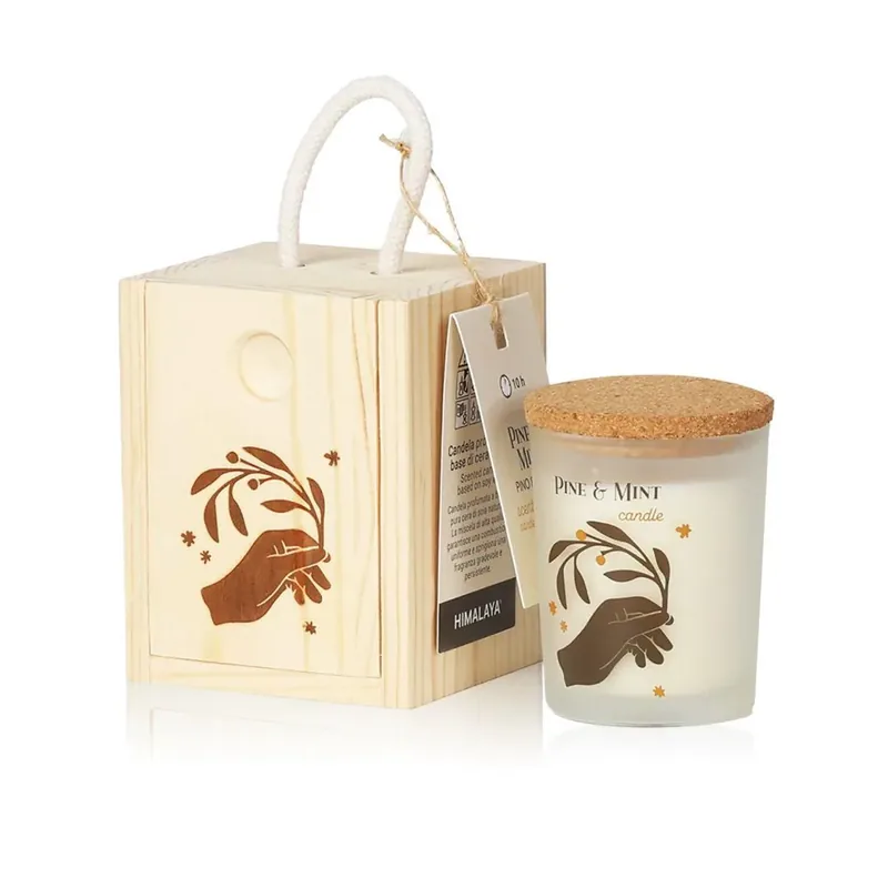 Box Legno con Candela Pino e Menta