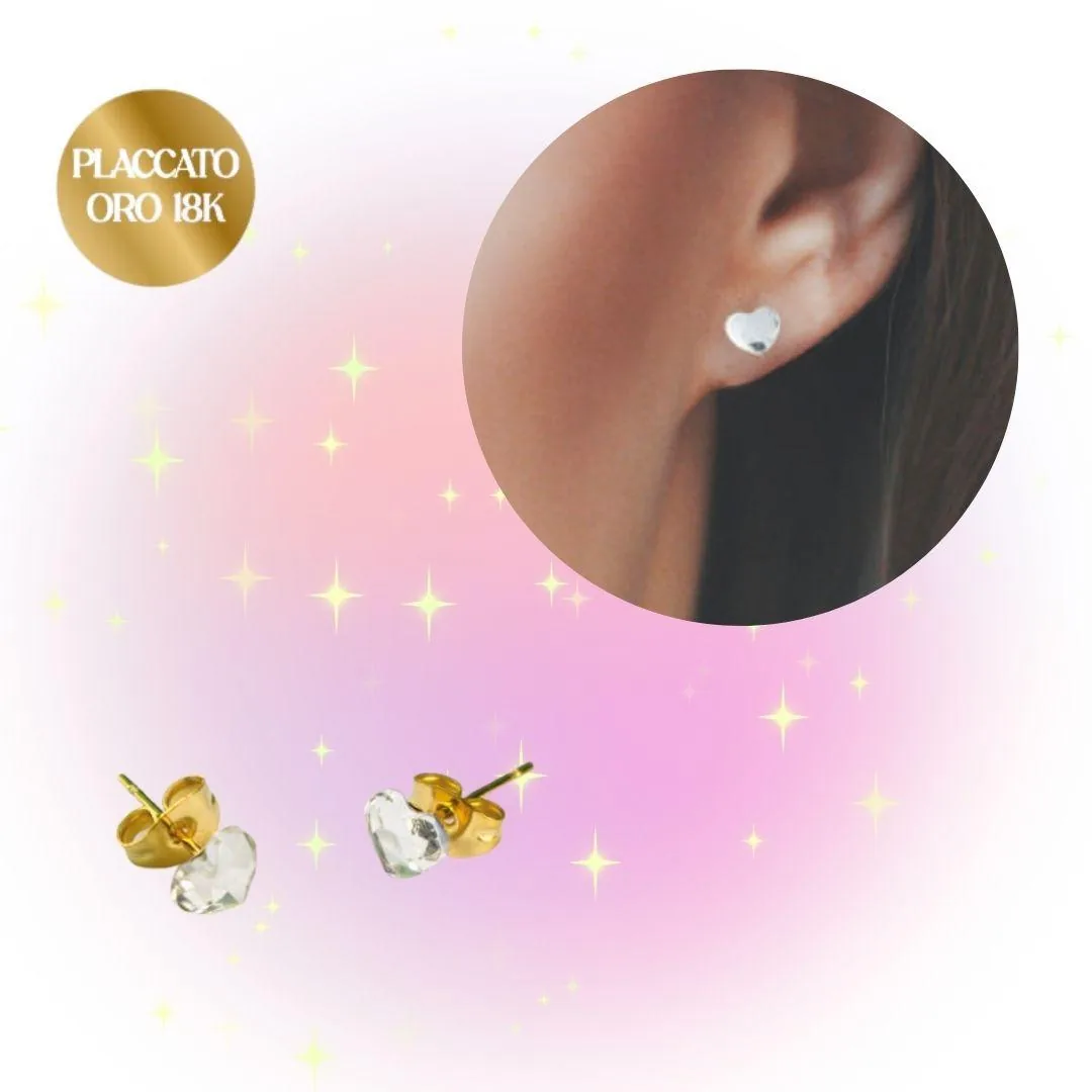 Orecchini Placcati Oro 18K Punto Luce Cuore 4