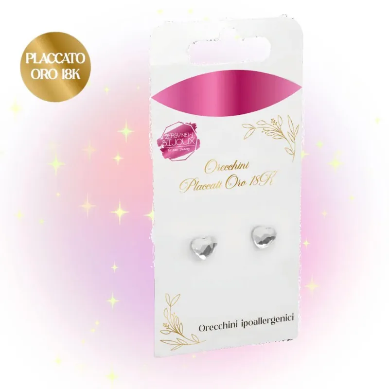 Orecchini Placcati Oro 18K Punto Luce Cuore